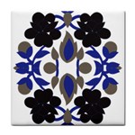 A Design Of A Blue And Black Flower Face Towel