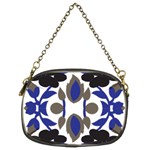 A Design Of A Blue And Black Flower Chain Purse (Two Sides)