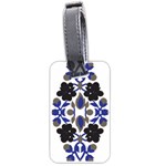 A Design Of A Blue And Black Flower Luggage Tag (two sides)