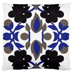 A Design Of A Blue And Black Flower Large Cushion Case (Two Sides)