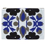 A Design Of A Blue And Black Flower Cosmetic Bag (XXL)