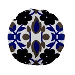 A Design Of A Blue And Black Flower Standard 15  Premium Round Cushions