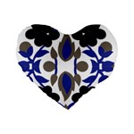 A Design Of A Blue And Black Flower Standard 16  Premium Heart Shape Cushions