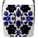 A Design Of A Blue And Black Flower Flap Closure Messenger Bag (S)