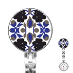 A Design Of A Blue And Black Flower Stainless Steel Nurses Watch