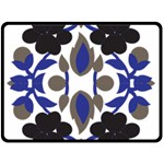 A Design Of A Blue And Black Flower Two Sides Fleece Blanket (Large)