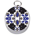 A Design Of A Blue And Black Flower Silver Compasses