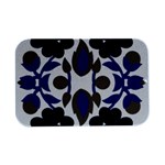 A Design Of A Blue And Black Flower Open Lid Metal Box (Silver)  