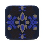 A Design Of A Blue And Black Flower Square Metal Box (Black)