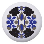 A Design Of A Blue And Black Flower Dento Box with Mirror