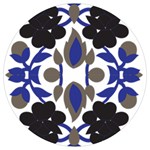 A Design Of A Blue And Black Flower Round Trivet