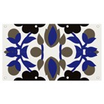 A Design Of A Blue And Black Flower Banner and Sign 7  x 4 