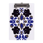 A Design Of A Blue And Black Flower A5 Acrylic Clipboard