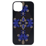 A Design Of A Blue And Black Flower iPhone 14 Plus Black UV Print Case