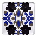 A Design Of A Blue And Black Flower Square Glass Fridge Magnet (4 pack)