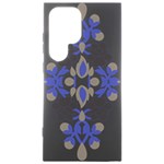 A Design Of A Blue And Black Flower Samsung Galaxy S24 Ultra 6.9 Inch Black TPU UV Case