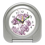 A Drawing Of A Plant With Purple Flowers Travel Alarm Clock