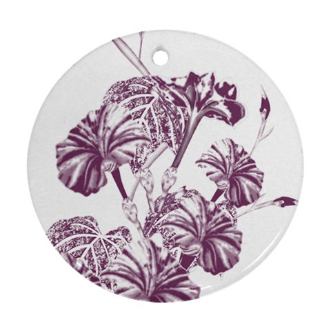 A Drawing Of A Plant With Purple Flowers Round Ornament (Two Sides) from ArtsNow.com Back