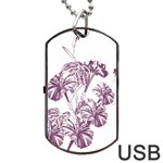 A Drawing Of A Plant With Purple Flowers Dog Tag USB Flash (One Side)