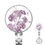 A Drawing Of A Plant With Purple Flowers Stainless Steel Nurses Watch