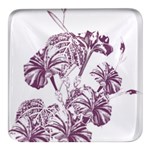 A Drawing Of A Plant With Purple Flowers Square Glass Fridge Magnet (4 pack)