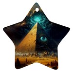 Mystic Blue Pyramid Art Ornament (Star)