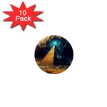 Mystic Blue Pyramid Art 1  Mini Buttons (10 pack) 