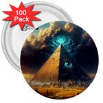 Mystic Blue Pyramid Art 3  Buttons (100 pack) 