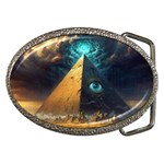 Mystic Blue Pyramid Art Belt Buckles