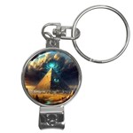 Mystic Blue Pyramid Art Nail Clippers Key Chain