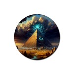 Mystic Blue Pyramid Art Rubber Round Coaster (4 pack)