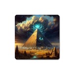 Mystic Blue Pyramid Art Square Magnet