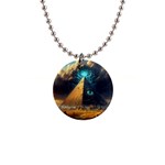 Mystic Blue Pyramid Art 1  Button Necklace