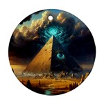 Mystic Blue Pyramid Art Round Ornament (Two Sides)