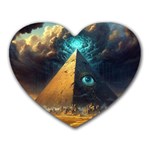 Mystic Blue Pyramid Art Heart Mousepad