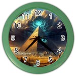 Mystic Blue Pyramid Art Color Wall Clock