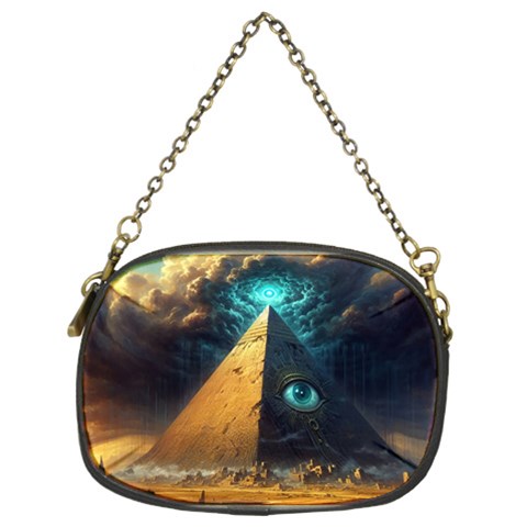 Mystic Blue Pyramid Art Chain Purse (Two Sides) from ArtsNow.com Front