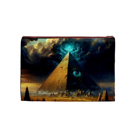 Mystic Blue Pyramid Art Cosmetic Bag (Medium) from ArtsNow.com Front