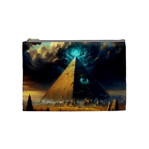 Mystic Blue Pyramid Art Cosmetic Bag (Medium) from ArtsNow.com Front