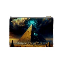 Mystic Blue Pyramid Art Cosmetic Bag (Medium) from ArtsNow.com Back