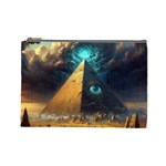 Mystic Blue Pyramid Art Cosmetic Bag (Large)