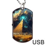 Mystic Blue Pyramid Art Dog Tag USB Flash (One Side)