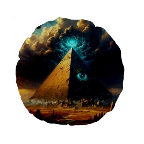 Mystic Blue Pyramid Art Standard 15  Premium Round Cushions from ArtsNow.com Back