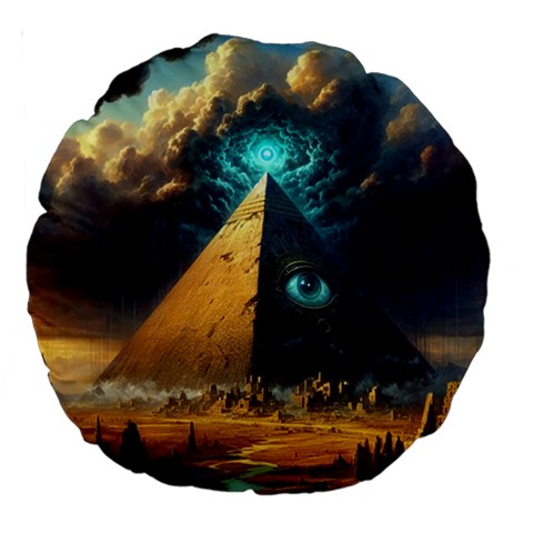 Mystic Blue Pyramid Art Large 18  Premium Round Cushions from ArtsNow.com Front