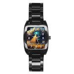 Mystic Blue Pyramid Art Stainless Steel Barrel Watch