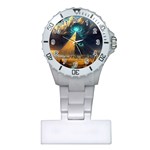 Mystic Blue Pyramid Art Plastic Nurses Watch