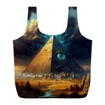 Mystic Blue Pyramid Art Full Print Recycle Bag (L)