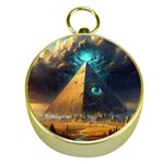 Mystic Blue Pyramid Art Gold Compasses