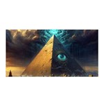 Mystic Blue Pyramid Art Satin Wrap 35  x 70 