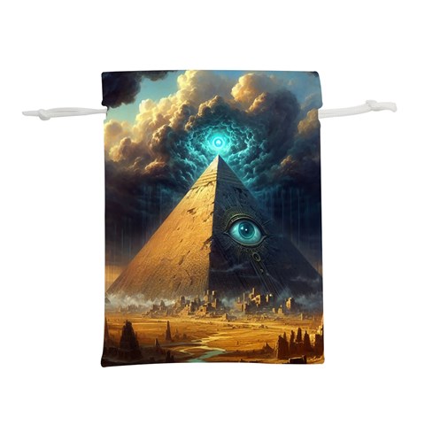 Mystic Blue Pyramid Art Lightweight Drawstring Pouch (S) from ArtsNow.com Front